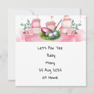 Golf Birthday Pink Thema für Lady Golfer Einladung