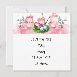 Golf Birthday Pink Thema für Lady Golfer Einladung