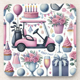 Golf Birthday Pink Thema für Lady Golfer Getränkeuntersetzer