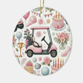 Golf Birthday Pink Thema für Lady Golfer Keramik Ornament (Links)