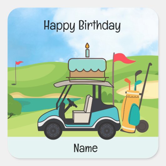 Golf Birthday Thema für Kinder-Golfer-Party Quadratischer Aufkleber (Vorderseite)