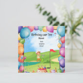 Golf Birthday Thema für Kinder-Golfer-Party Save The Date (Stehend Vorderseite)