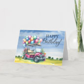 Golf Birthday to Golfer mit Golfwagen Aquarell Karte (Vorderseite)