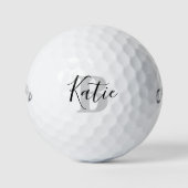Golf Black Gray Monogramm Name erste Golfbälle (Vorderseite)