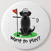 Golf Black Labrador Retriever Dog - Niedlich Button (Vorderseite)
