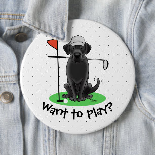 Golf Black Labrador Retriever Dog - Niedlich Button