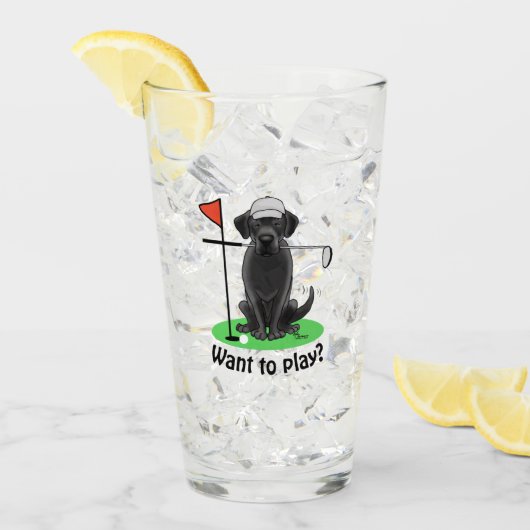 Golf Black Labrador Retriever Dog - Niedlich Glas (Vorderseite Ice)
