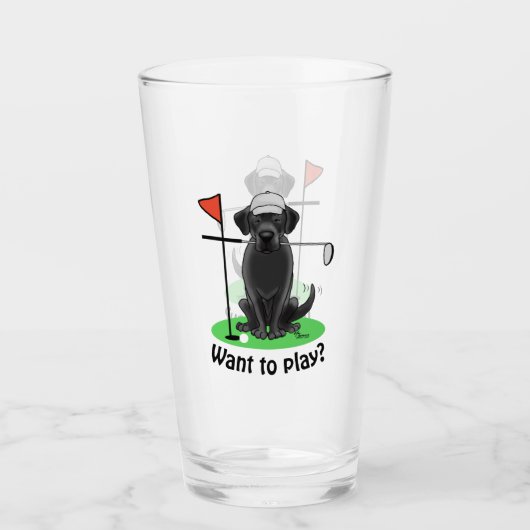 Golf Black Labrador Retriever Dog - Niedlich Glas (Vorderseite)
