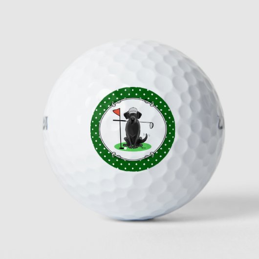 Golf Black Labrador Retriever Dog - Niedlich Golfball (Vorderseite)