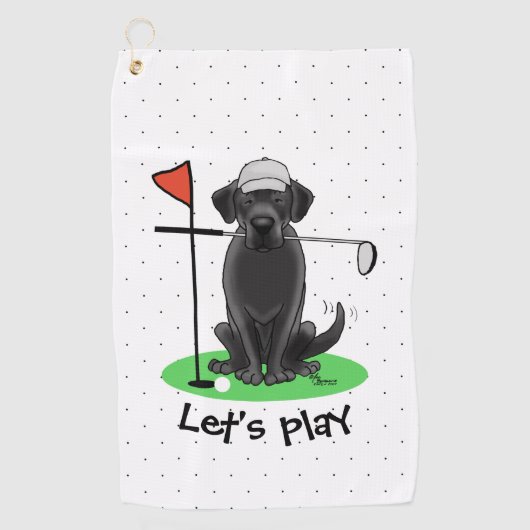 Golf Black Labrador Retriever Dog - Niedlich Golfhandtuch (Vorderseite)