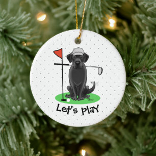 Golf Black Labrador Retriever Dog - Niedlich Keramik Ornament