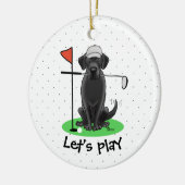 Golf Black Labrador Retriever Dog - Niedlich Keramik Ornament (Links)