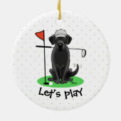 Golf Black Labrador Retriever Dog - Niedlich Keramik Ornament (Hinten)