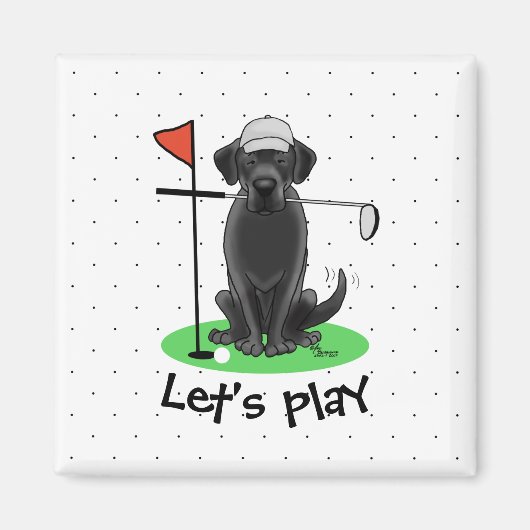 Golf Black Labrador Retriever Dog - Niedlich Magnet (Vorne)