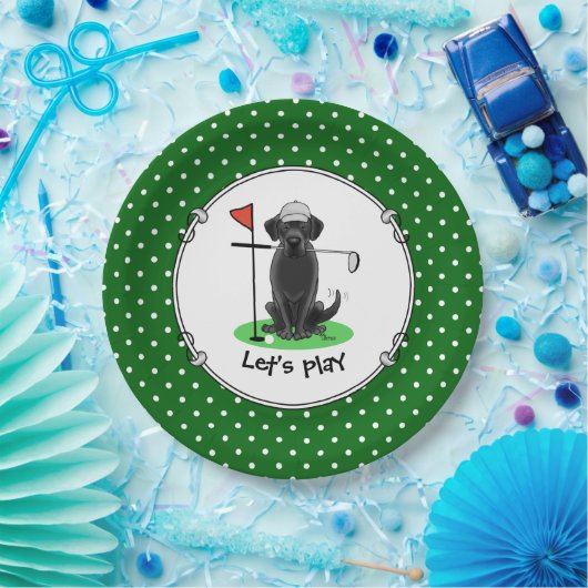 Golf Black Labrador Retriever Dog - Niedlich Pappteller (Party)