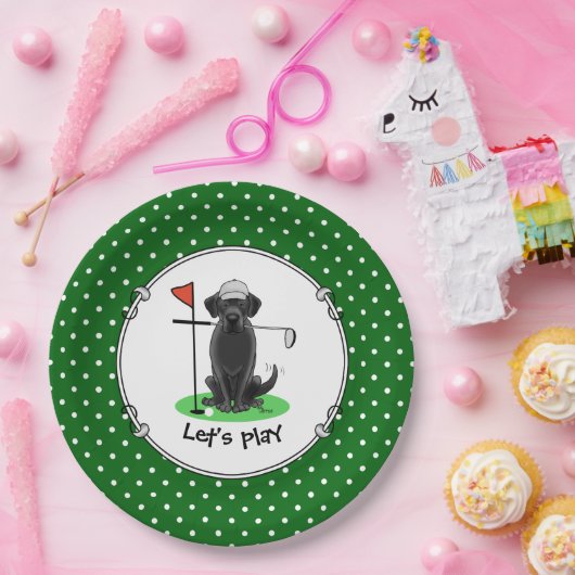 Golf Black Labrador Retriever Dog - Niedlich Pappteller (Party)