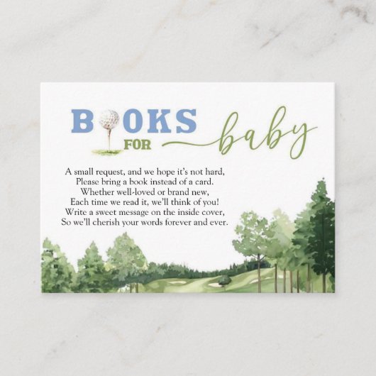 Golf Blue Boy Baby Dusche Par-T-Shirt Bücher für B Begleitkarte (Vorderseite)