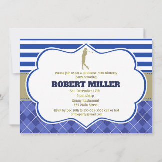 Golf Blue Gold Erwachsene Einladung zum Geburtstag