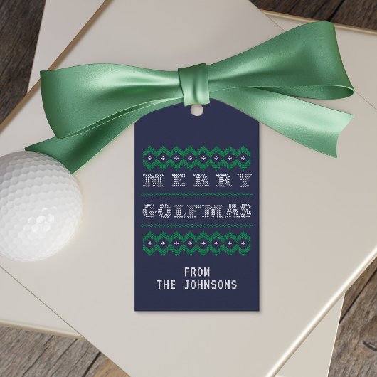 Golf Blue Green Merry Golfmas Weihnachtsgeschenke  Geschenkanhänger