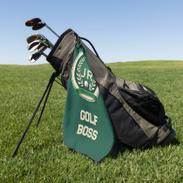 Golf Boss Heraldik-Emblem mit individuellem Namen  Golfhandtuch