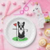 Golf Boston Terrier Dog (schwarz) Niedlich Pappteller (Party)