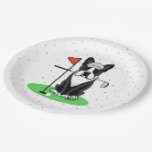 Golf Boston Terrier Dog (schwarz) Niedlich Pappteller (Schrägansicht)