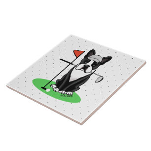 Golf Boston Terrier (schwarzer) Niedlicher Hund Fliese