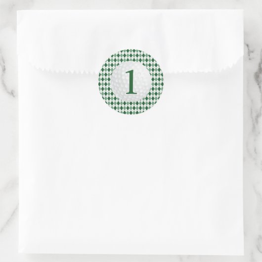 Golf Boy 1. Geburtstag Runder Aufkleber (Tasche)