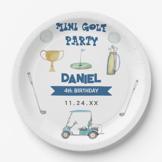 Golf Boy Birthday Party Pappteller (Vorderseite)