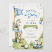 Golf Boy First Birthday Par-Tee Hole In One  Einladung (Vorderseite)