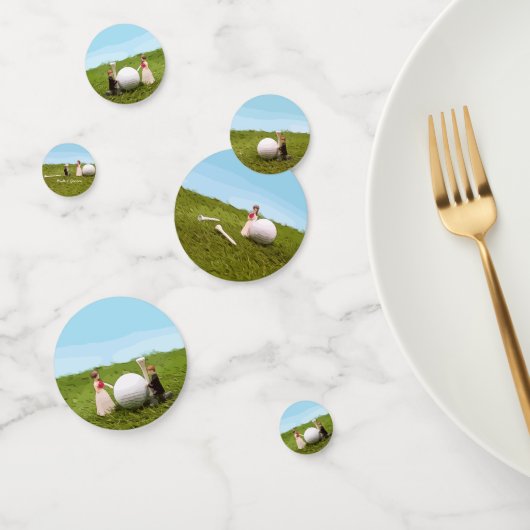 Golf Braun und Bräutigam mit Golf Ball Tee Hochzei Konfetti (Gruppe)