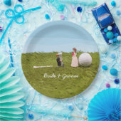 Golf Braun und Bräutigam mit Golf Ball Tee Hochzei Pappteller (Party)