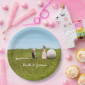 Golf Braun und Bräutigam mit Golf Ball Tee Hochzei Pappteller (Party)