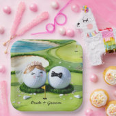 Golf Braun und Bräutigam mit Golf Ball tee Wedding Pappteller (Party)