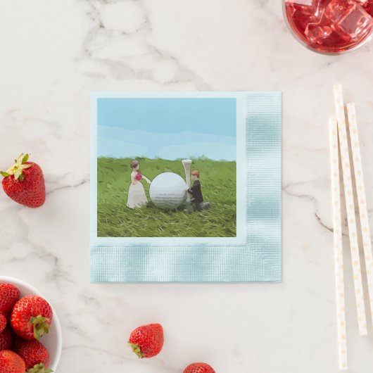 Golf Braun und Bräutigam mit Golfball und Tee Serviette (Beispiel)