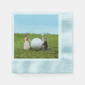 Golf Braun und Bräutigam mit Golfball und Tee Serviette (Vorderseite)