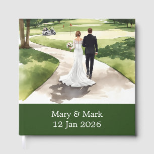 Golf-Braut und Bräutigam Hochzeit auf dem Golfplat Gästebuch