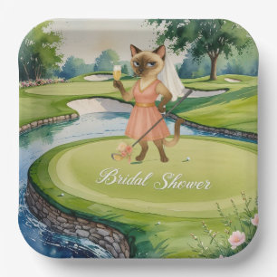 GOLF BRAUTALSHOWER für Katzenliebhaber Golferin Pappteller
