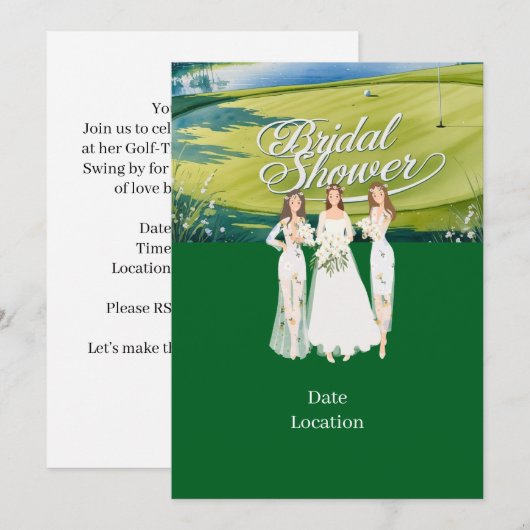 Golf Brautparty Einladung (Vorne/Hinten)