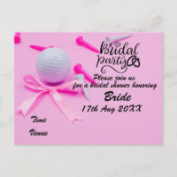 Golf Brautparty-Einladung Golfball auf rosa Po