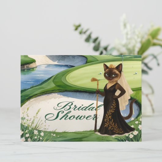 GOLF BRAUTPARTY für Cat Lover Golfer Einladung (Stehend Vorderseite)