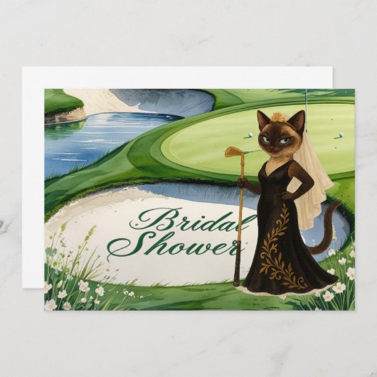 GOLF BRAUTPARTY für Cat Lover Golfer Einladung (Vorne/Hinten)