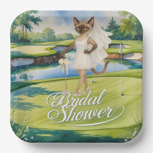 GOLF BRAUTPARTY für Cat Lover Golfer Pappteller (Vorderseite)