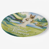 GOLF BRAUTPARTY für Cat Lover Golfer Pappteller (Schrägansicht)