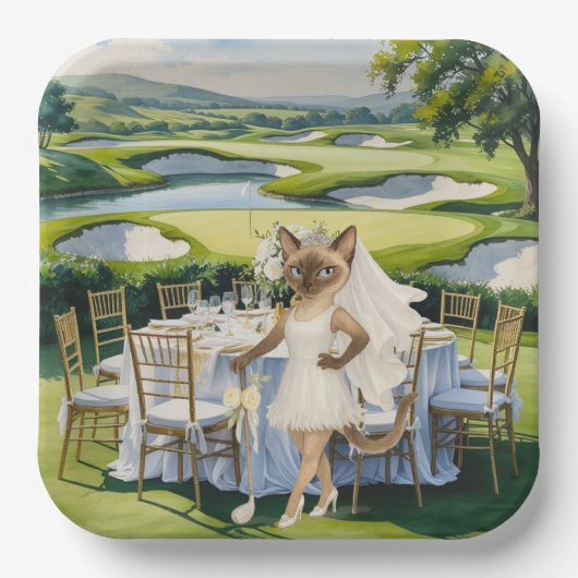 GOLF BRAUTPARTY für Cat Lover Golfer Pappteller (Vorderseite)