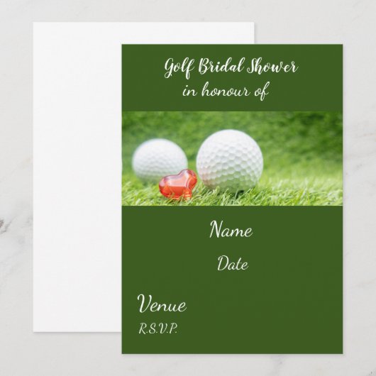 Golf Brautparty mit Golfball Einladung (Vorne/Hinten)