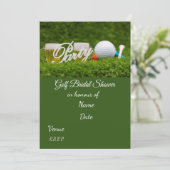 Golf Brautparty mit Golfball Save the Date Einladung (Stehend Vorderseite)