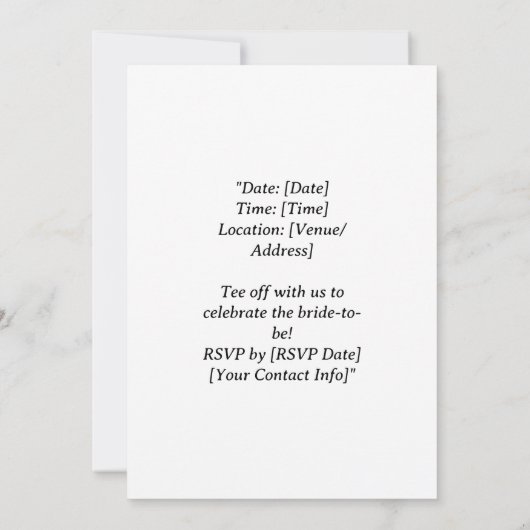 Golf Brautparty mit Golfball Save the Date Einladung (Rückseite)