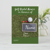 Golf Brautparty mit Golfball und Liebe Herz Einladung (Stehend Vorderseite)