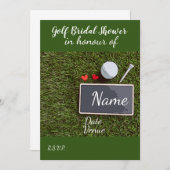 Golf Brautparty mit Golfball und Liebe Herz Einladung (Vorne/Hinten)